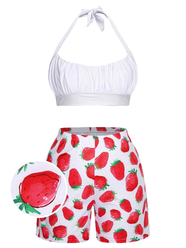 [Plus Size] 1930s Halter Strawberry Swimsuit SetBikini sandals