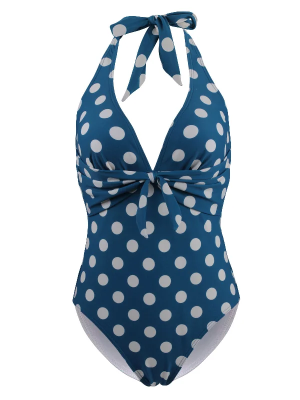 Halter Polka Dot One-Piece SwimsuitHalter bikini