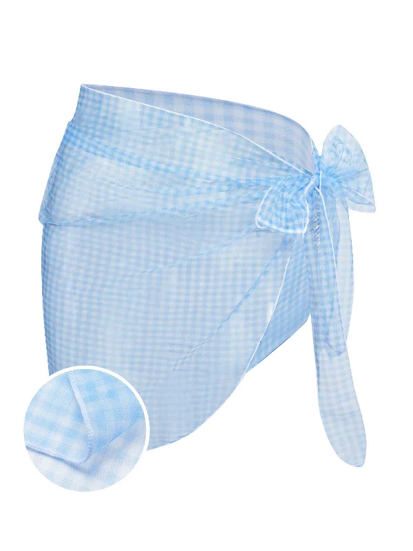 Blue 1950s Plaids Mesh Cover-UpSustainable bikini