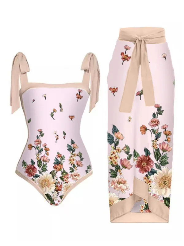 1950s Vintage Floral Swimsuit & Cover-UpMetallic bikini