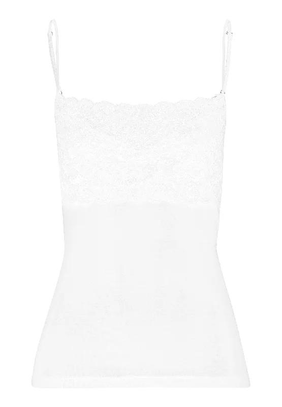 Luxury Moments Wide Lace Cotton Camisole | White 71448-101CamisoleOasis