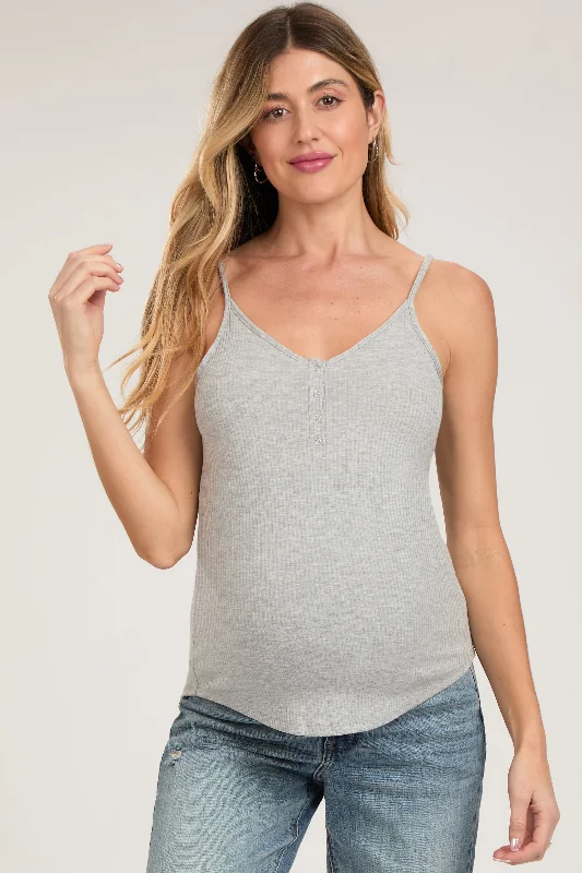 Heather Ribbed Snap Button Maternity CamiCamisoleJade