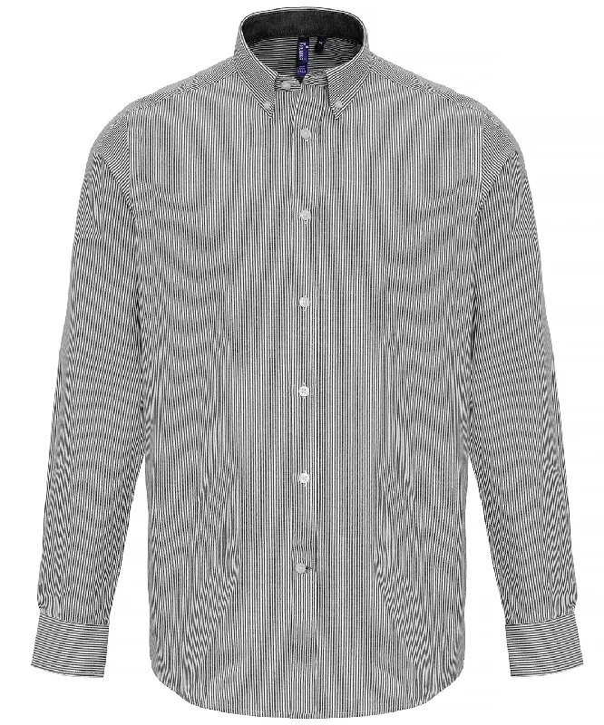 White/Grey - Cotton-rich Oxford stripes shirtMotorcycle Jackets