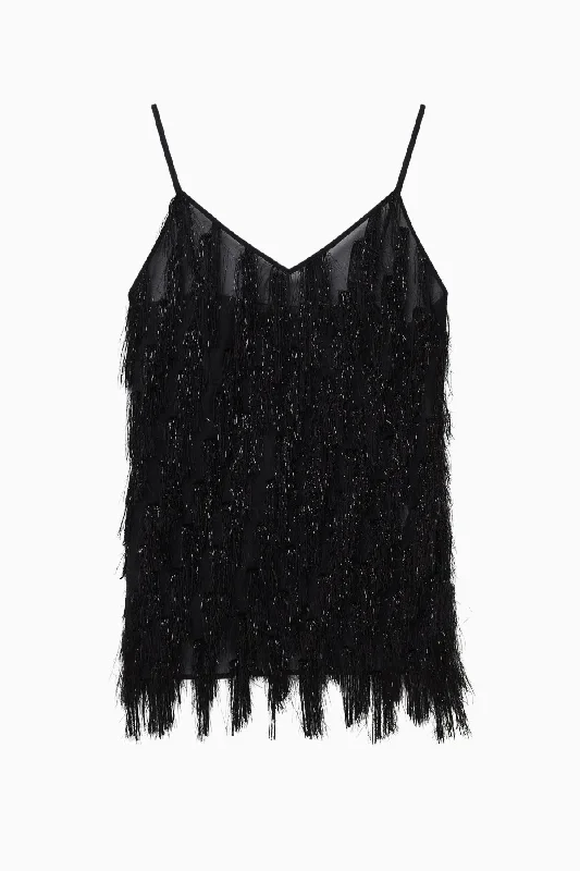 Stella McCartney Glitter Tassels Cami Top - Black GlitterCamisoleNova