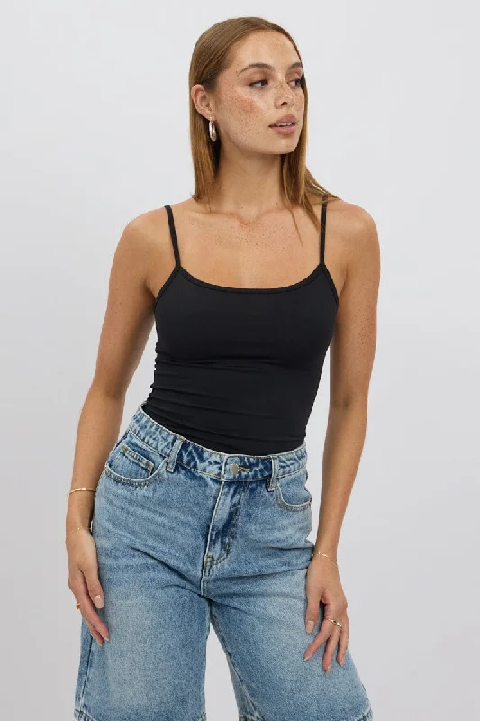 Black Cami Top Thin Strap SupersoftCamisoleLunar