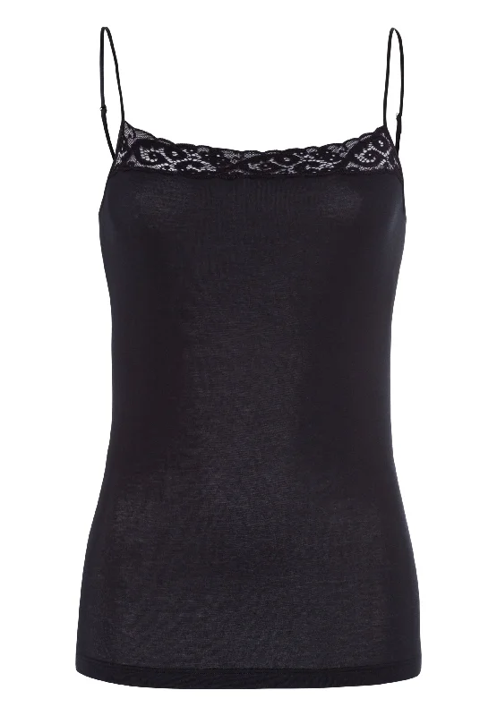 Moments Lace Trim Cotton Camisole | Black 71484-019CamisolePinnacle