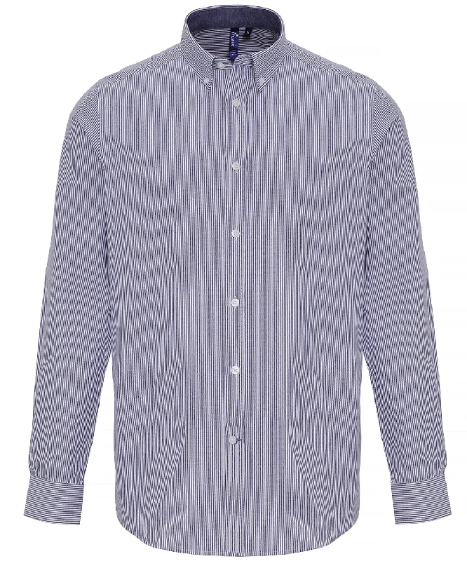 White/Navy - Cotton-rich Oxford stripes shirtPea Coats