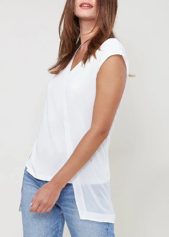 Women's Mesh Detail V Neck Sleeveless Top