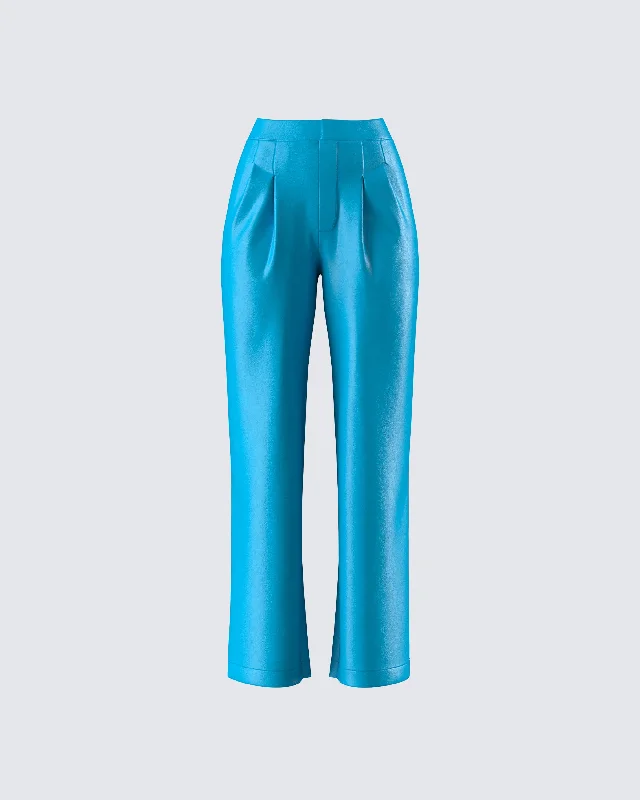 Pleated PantsMaz Turquoise Vegan Leather Pant