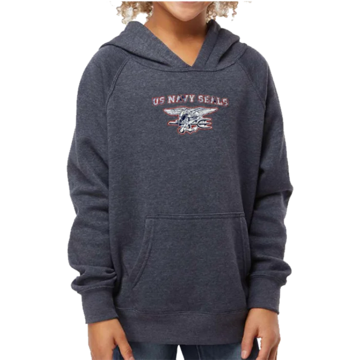 Branded SweatshirtsYouth US Navy SEALS and Trident Hooded Raglan Sweatshirt