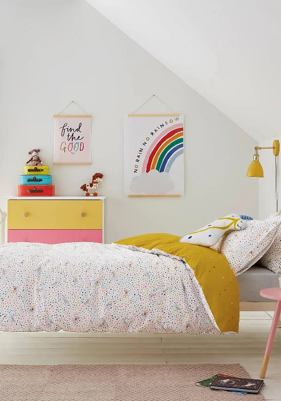 Joules Galaxy Unicorn Duvet Set, Mustard Multi