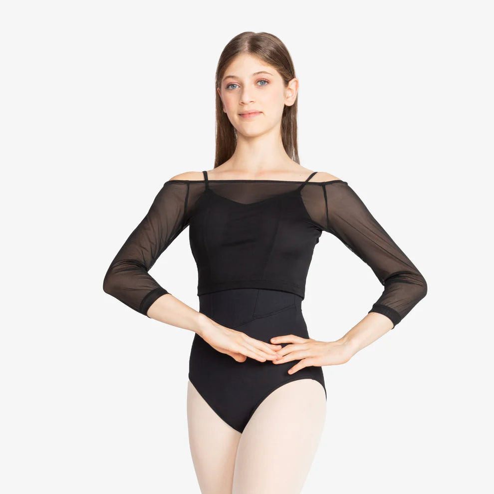 So Danca Mesh 3/4 Sleeve Top