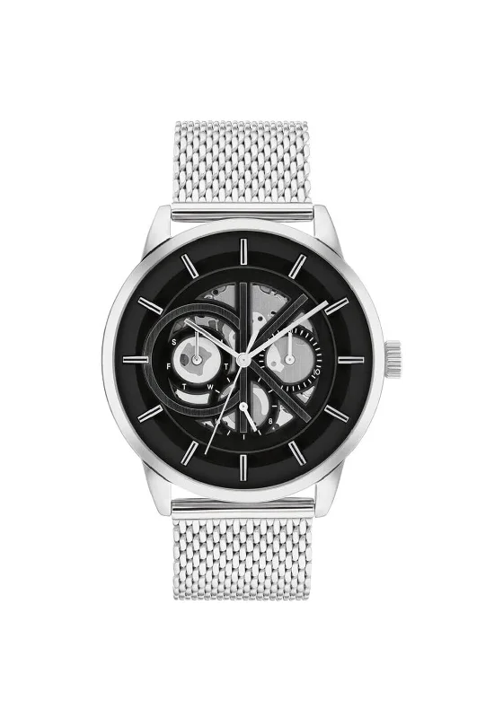 Calvin Klein Mens Mesh Strap Watch, Silver