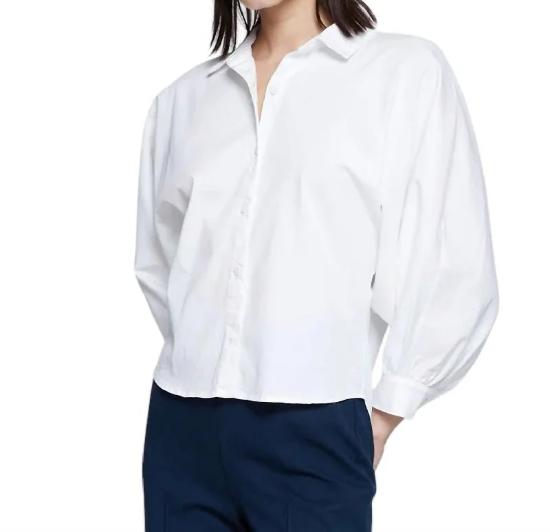 Poplin Doman Puff Sleeve Shirt In WhiteMesh Shirts