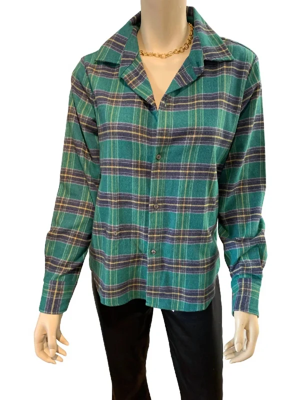 Women's Fitted Shirt In Green Plaid FlannelDenim Shirts