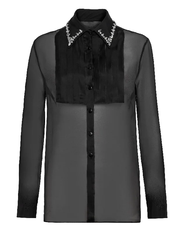 Organza Regular Collar Strass ShirtPolyester Shirts