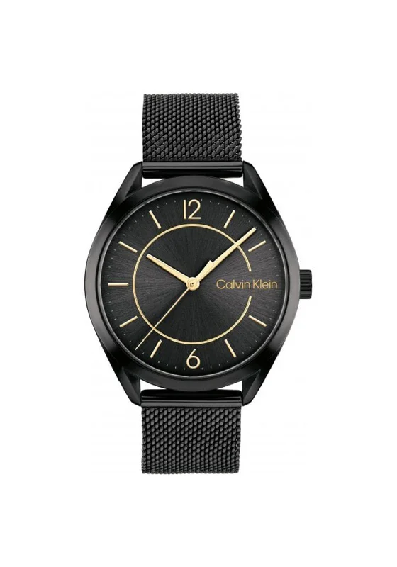 Calvin Klein Ladies Mesh Strap Watch, Gold & Black