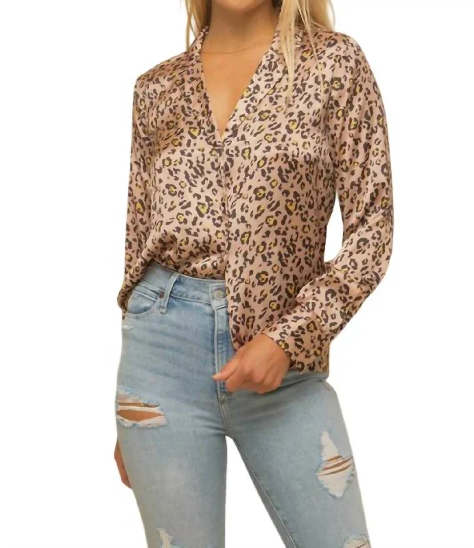 Leopard Print Satin Shirt In PinkLounge Shirts