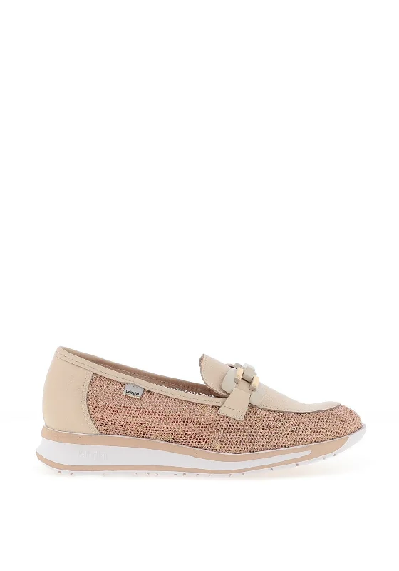 CallagHan Leather Shimmering Mesh Loafers, Pink