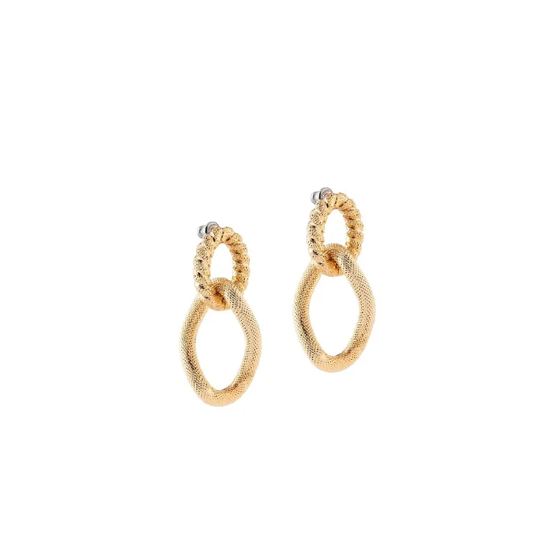 Rebecca Diva Double Mesh Mix Chain Link Earrings, Gold