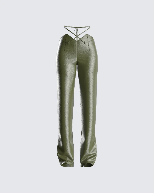 Cut-offsNadir Olive Vegan Leather Pant