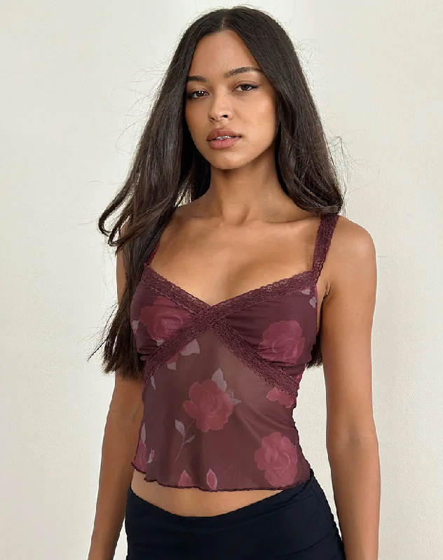 Rasa Cami Top in Blooming Rose BurgundyCamisoleZenith