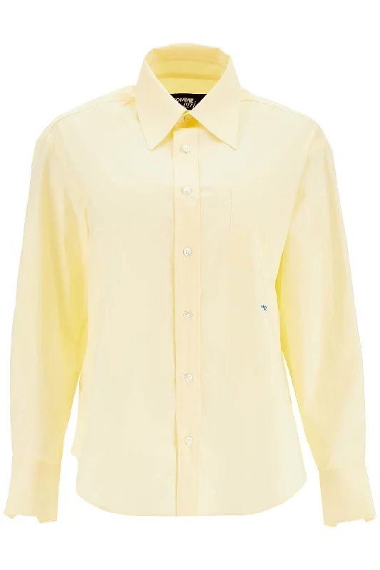 Homme Girls Women's Pale yellow Cotton 70'S Style Women's ShirtWork Shirts