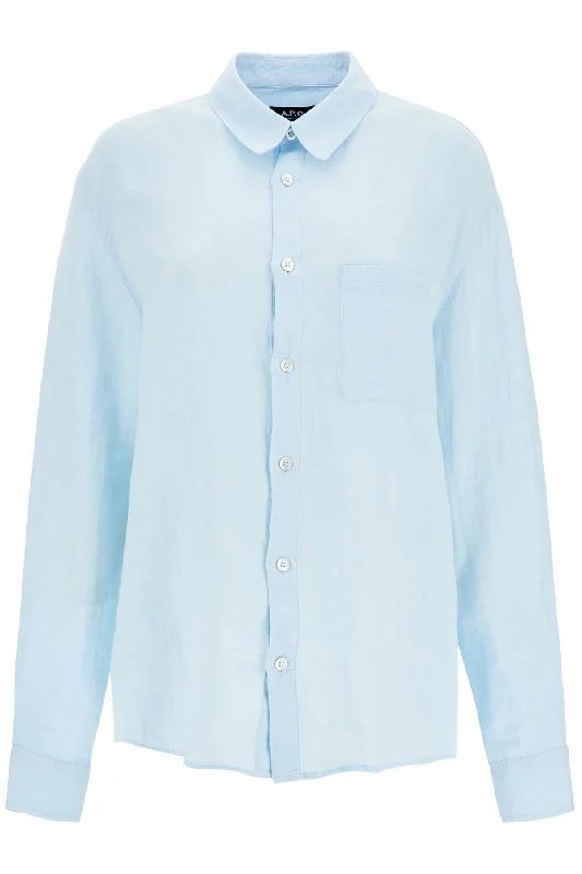 A.P.C. Women's blue Linen Shirt Wide FitAthletic Shirts