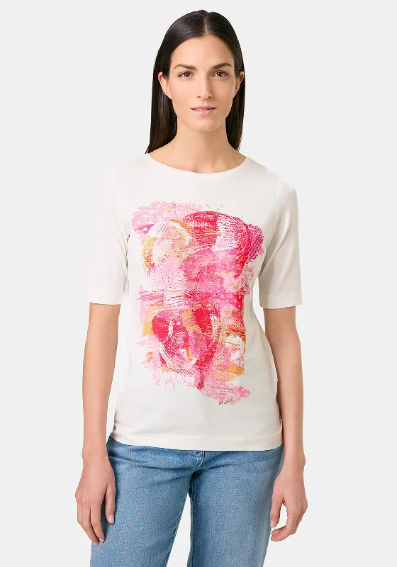 Gerry Weber Embellished Graphic T Shirt, WhiteSheer Shirts