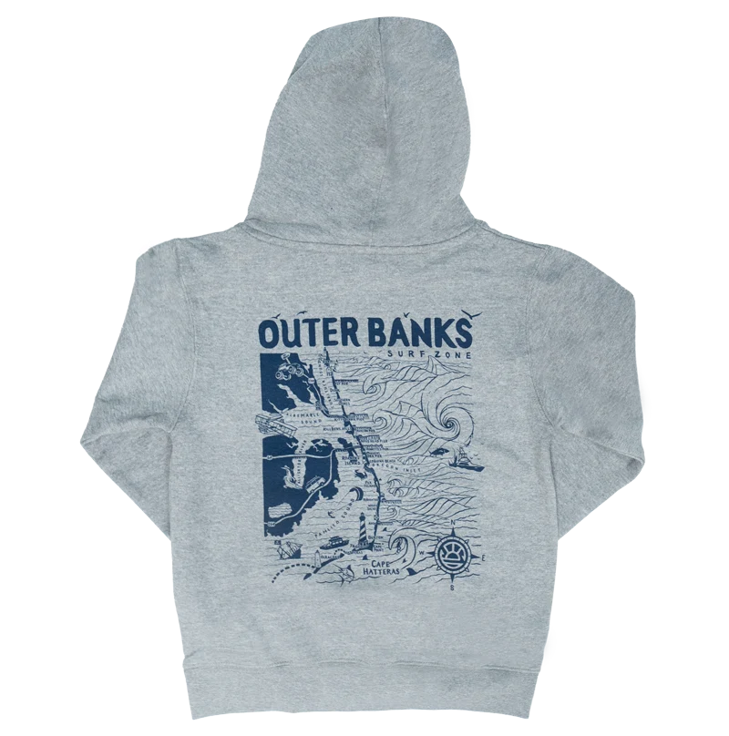 Ruffled SweatshirtsREAL Outer Banks Map Kids Hooded Sweatshirt-Carbon Grey