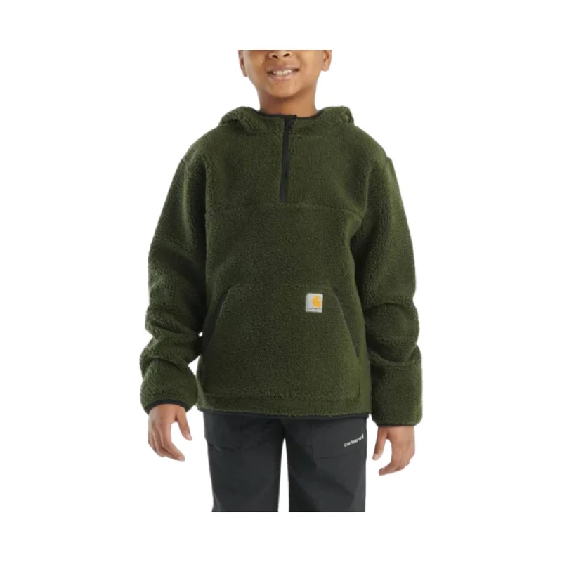 Linen Blend SweatshirtsCarhartt Boys' Long Sleeve Fleece Hooded Half Zip Sweatshirt - Olive