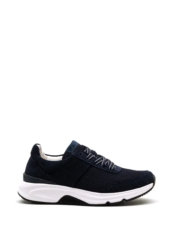 Gabor Suede Mesh Rolling Soft Trainers, Navy