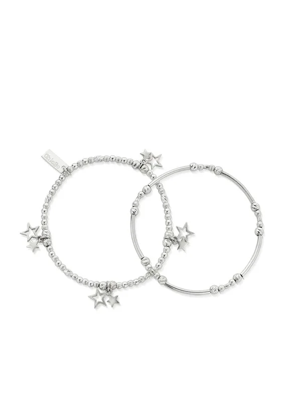 ChloBo Wandering Stars Set of 2 Bracelets, Silver