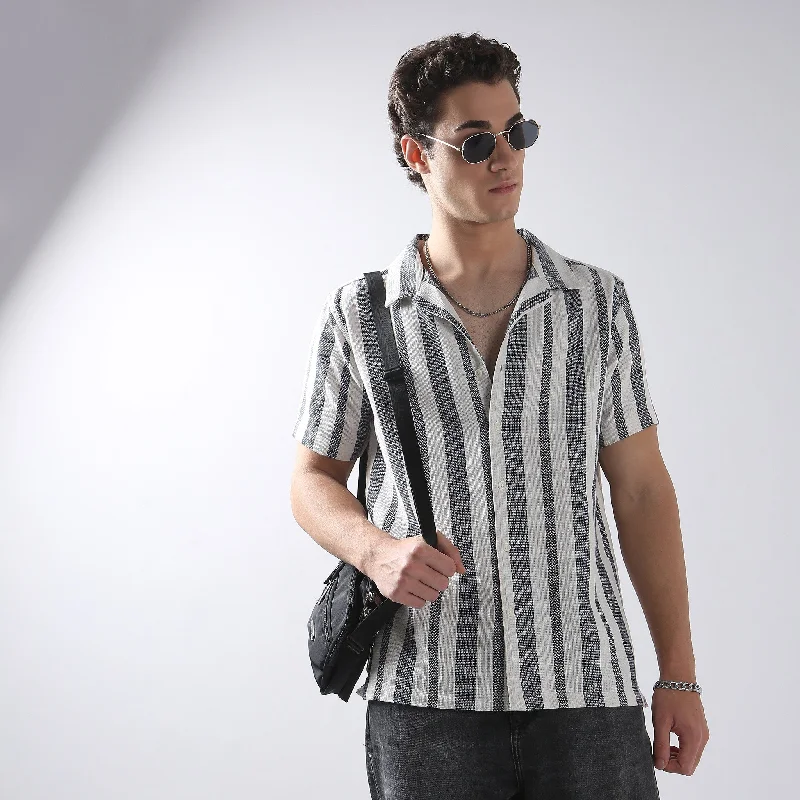 Mood Shirt™ - Yarnd Dyed Stripes - Cuban Collar - Regular FitHooded Shirts