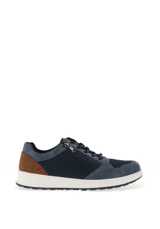 Bugatti Mesh Side Zip Trainers, Navy