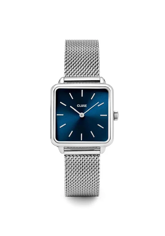 Cluse La Tetragone Mesh Strap Watch, Silver