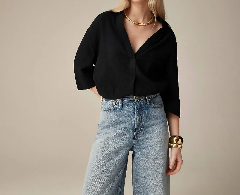 Popover Shirt In Airy Gauze In BlackLayered Shirts