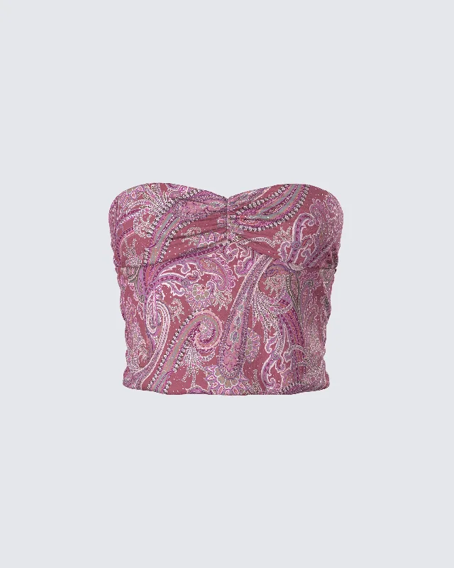 Adley Paisley Mesh Tube Top