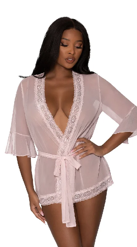 Short Mesh and Lace Flutter Robe