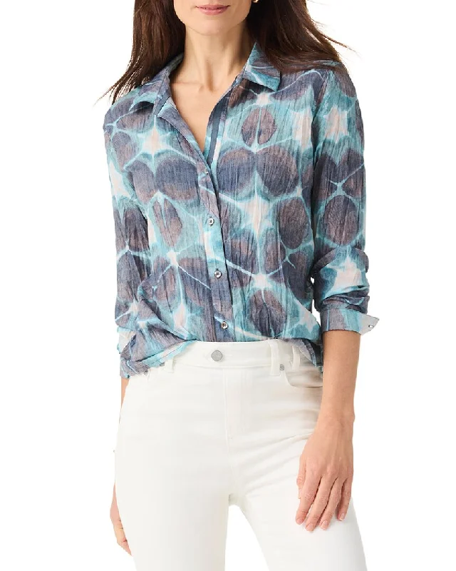 NIC+ZOE Petite Ethereal Seas Crinkle ShirtCollege Shirts