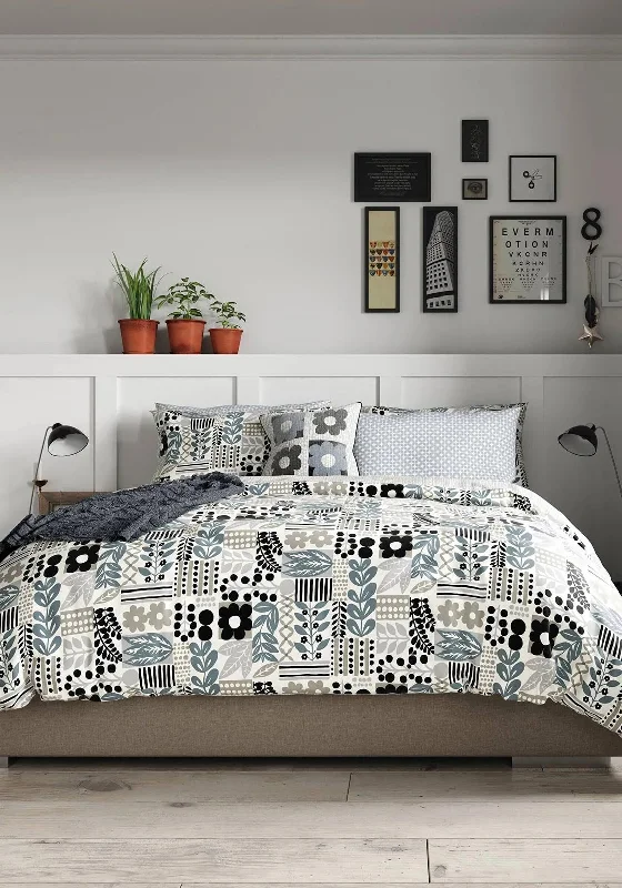 Copenhagen by Helena Springfield Freyja Duvet Cover Set, Mono Steel