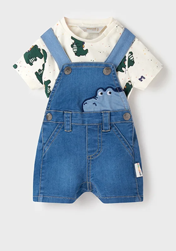 Mayoral Baby Boy Denim Dungaree Set, Denim Multi