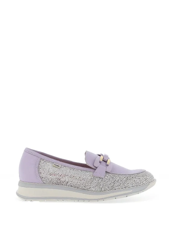 CallagHan Leather Shimmering Mesh Loafers, Lavender