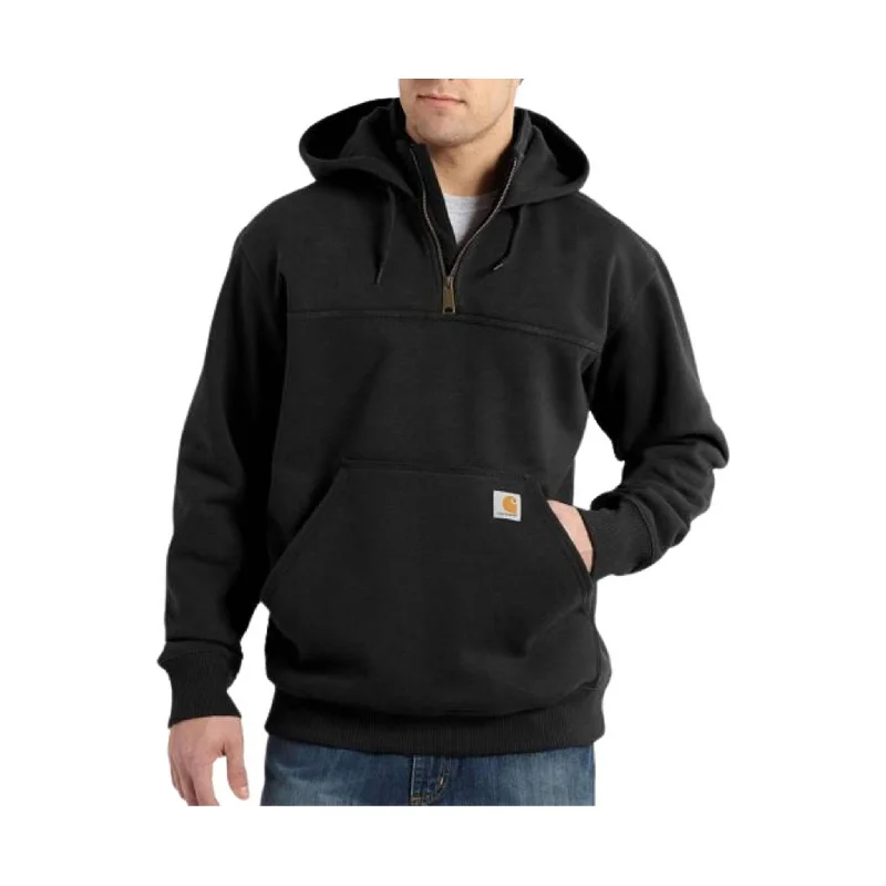 Longline HoodiesCarhartt Men's Rain Defender Paxton Heavyweight Hooded Quarter Zip Mock Sweatshirt - Black