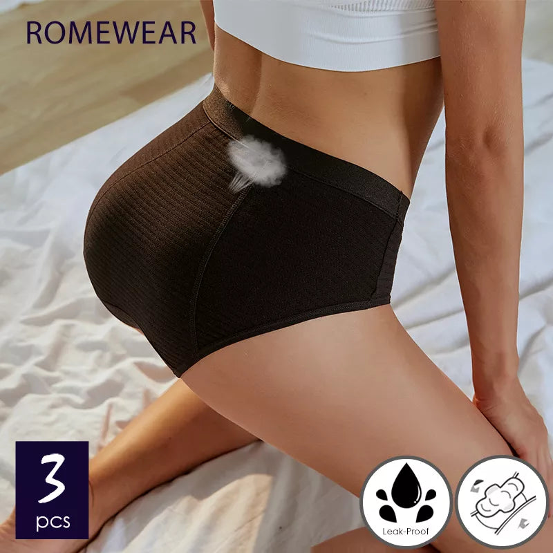 3pcs Mesh Ribbed Cotton Leak Proof Menstrual Panties Women Girls Underwear Incontinence Waterproof Briefs Ladies Sexy Lingerie