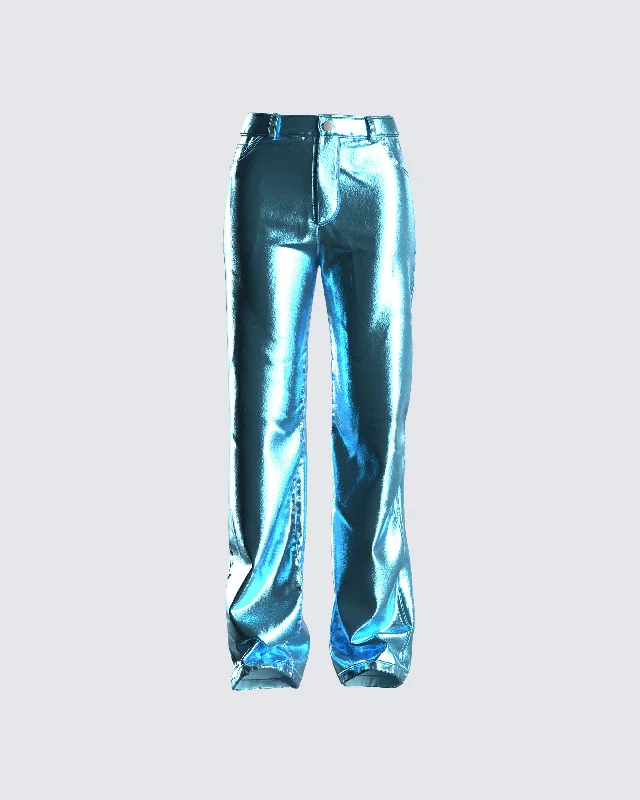 Riding PantsAsta Metallic Blue Trouser Pant