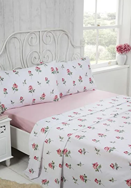 Charlotte Anderson Rosebud Flannel Double Sheet Set, Pink