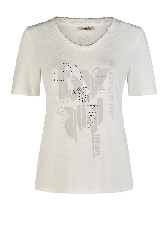 Barbara Lebek Embellished Graphic T Shirt, WhiteStreetwear Shirts