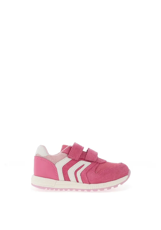 Geox Toddler Girl Alben Suede and Mesh Trainer, Pink