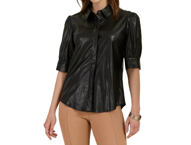 Alice Pleather Shirt In BlackEmbellished Shirts